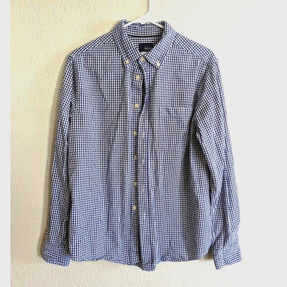 Blue and White Checkered Button-Up Shirt SZ M - Picture 1 of 4